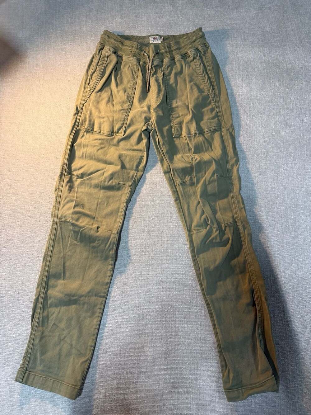 Faherty Brand Olive Green Elastic Waist Drawstring Cargo Jogger Pants